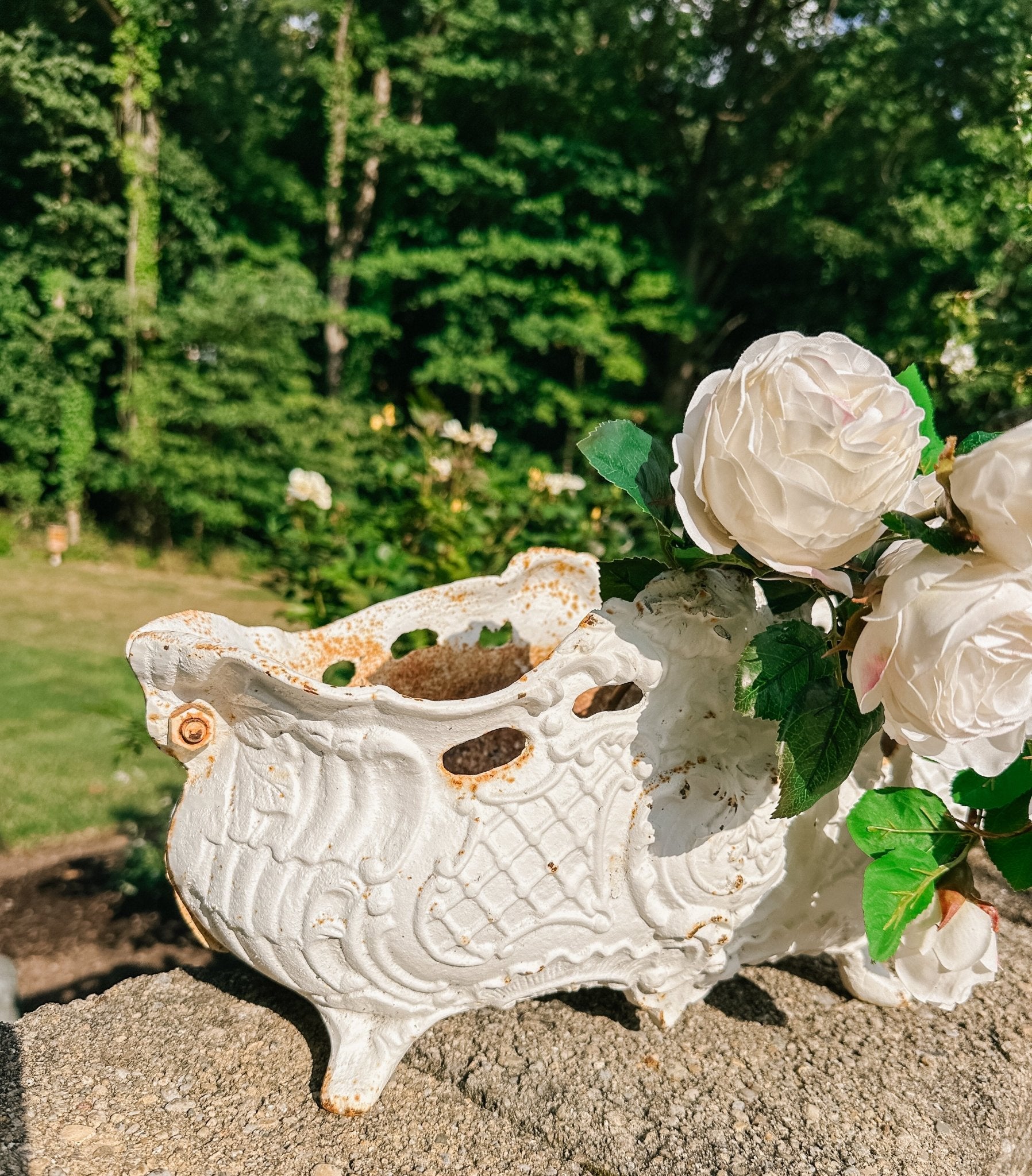 Vintage French Cast Iron Jardinere - Ivory Lane Home