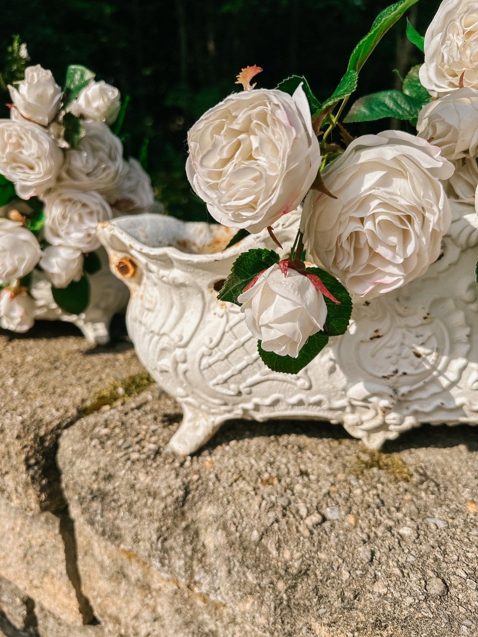 Vintage French Cast Iron Jardinere - Ivory Lane Home