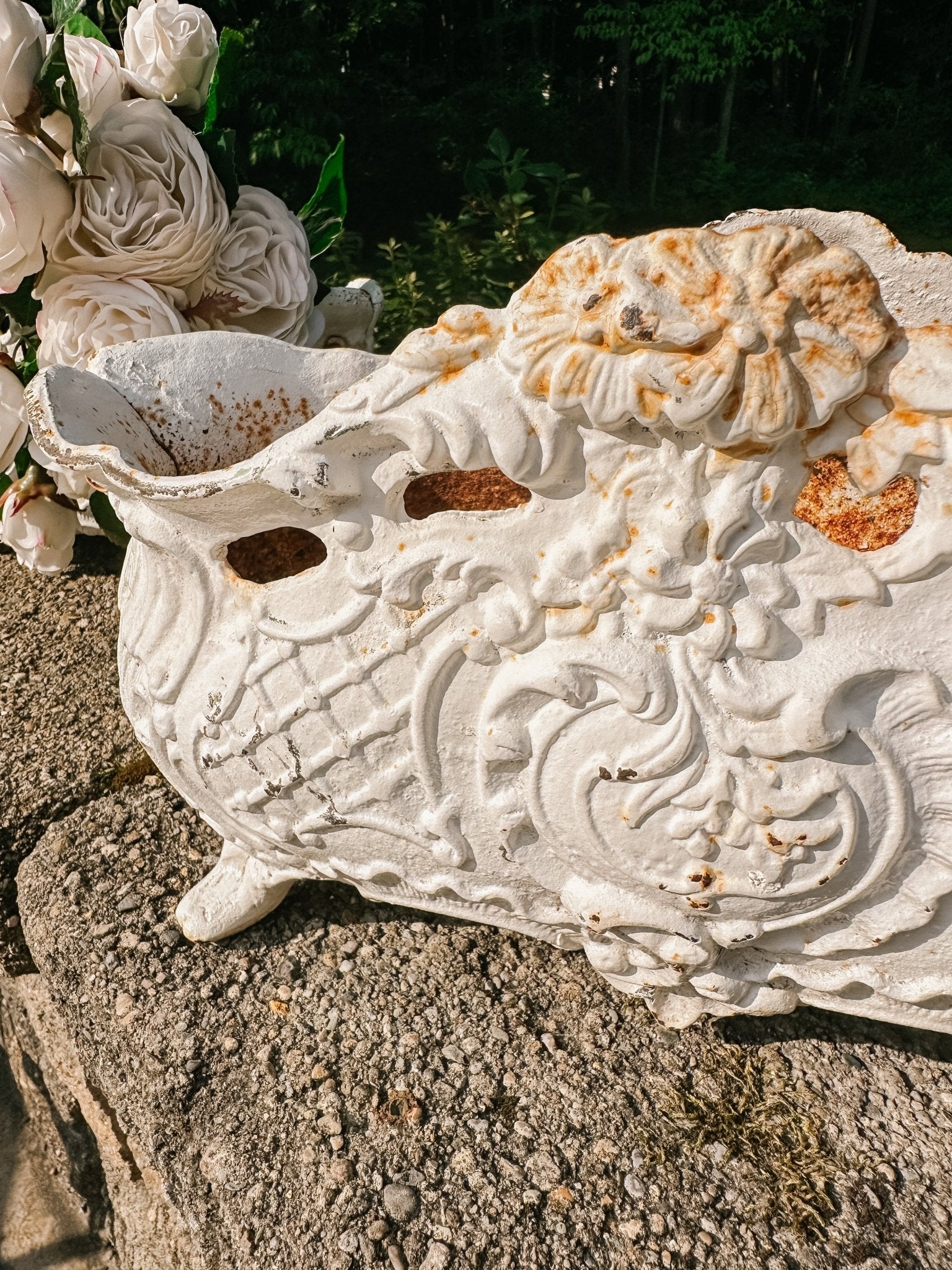 Vintage French Cast Iron Jardinere - Ivory Lane Home