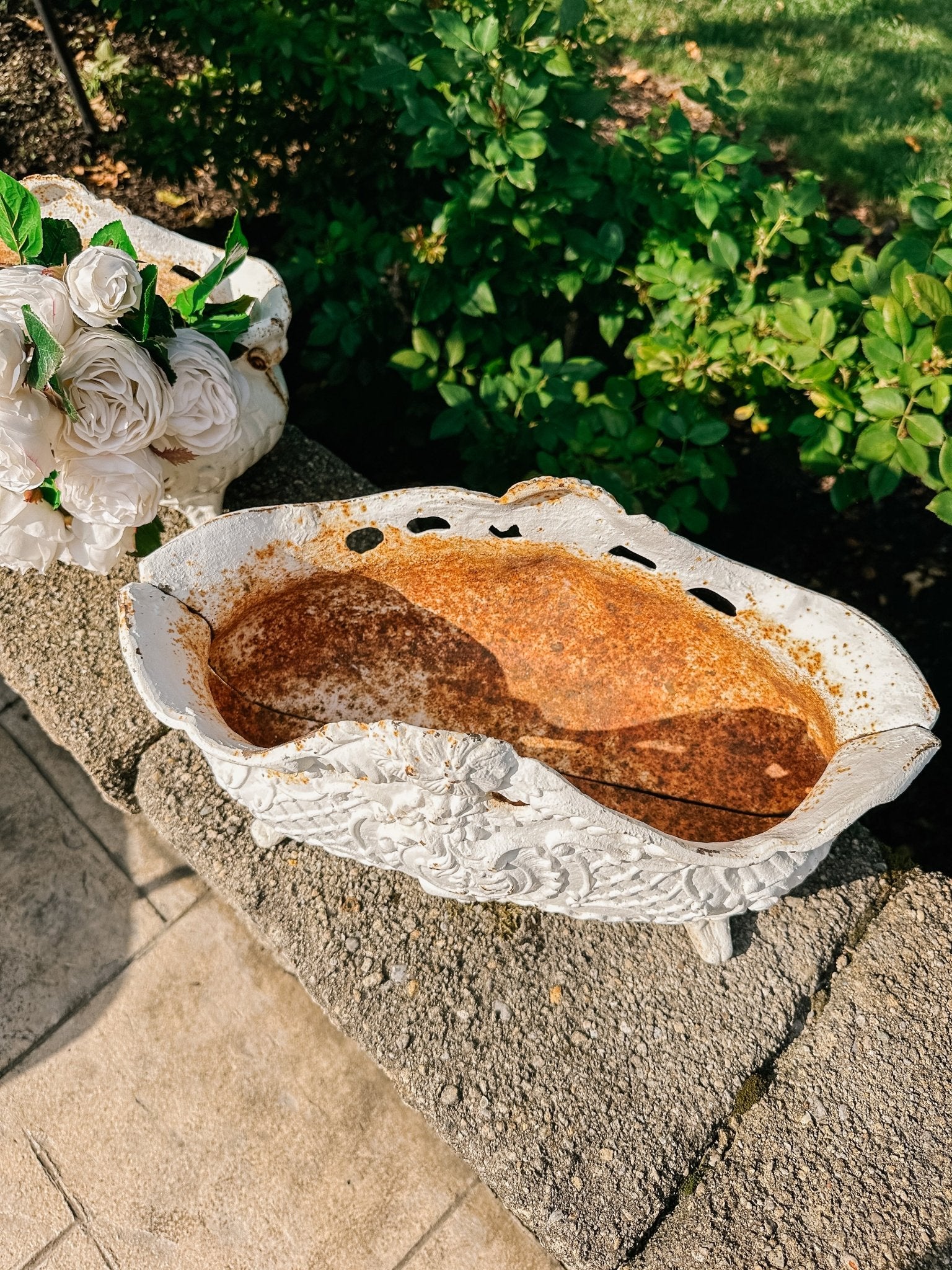Vintage French Cast Iron Jardinere - Ivory Lane Home