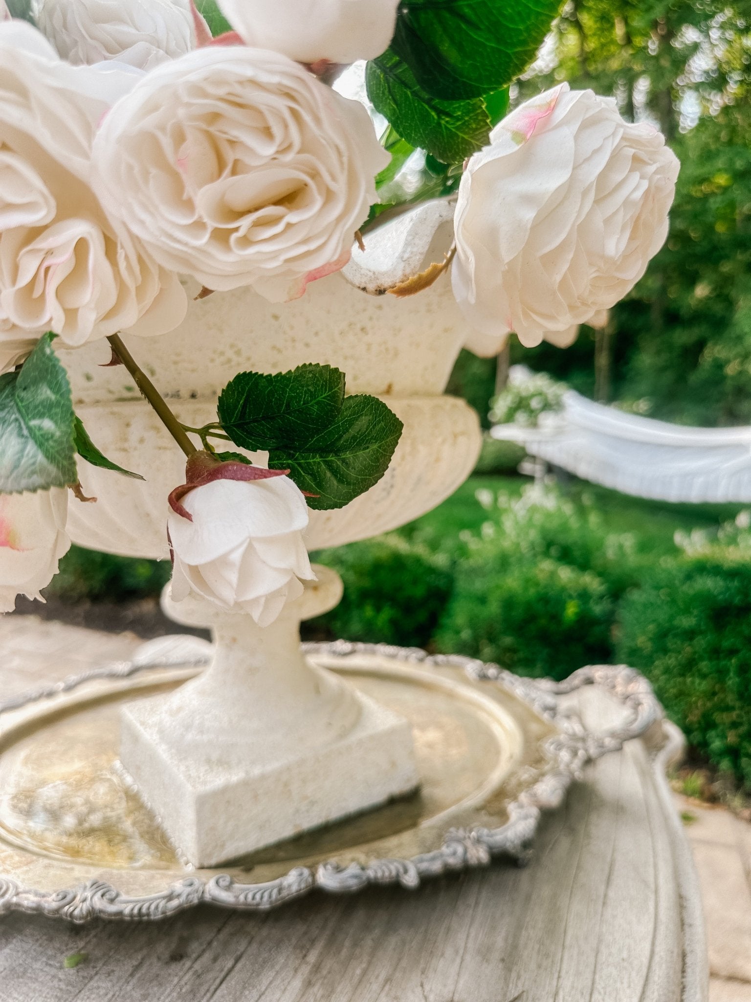 Vintage French Cast Iron Ruffled Garden Urn - Ivory Lane Home