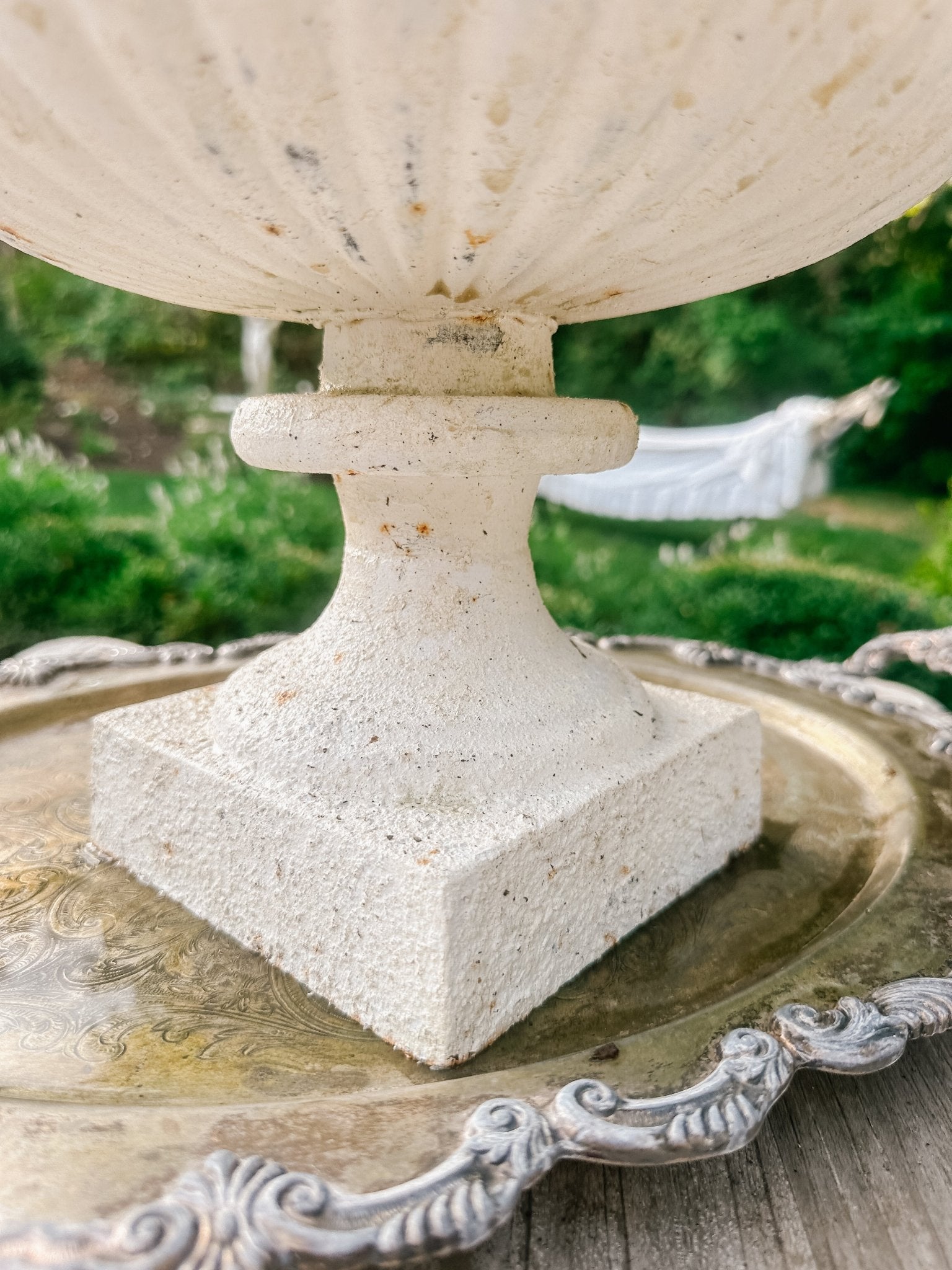 Vintage French Cast Iron Ruffled Garden Urn - Ivory Lane Home