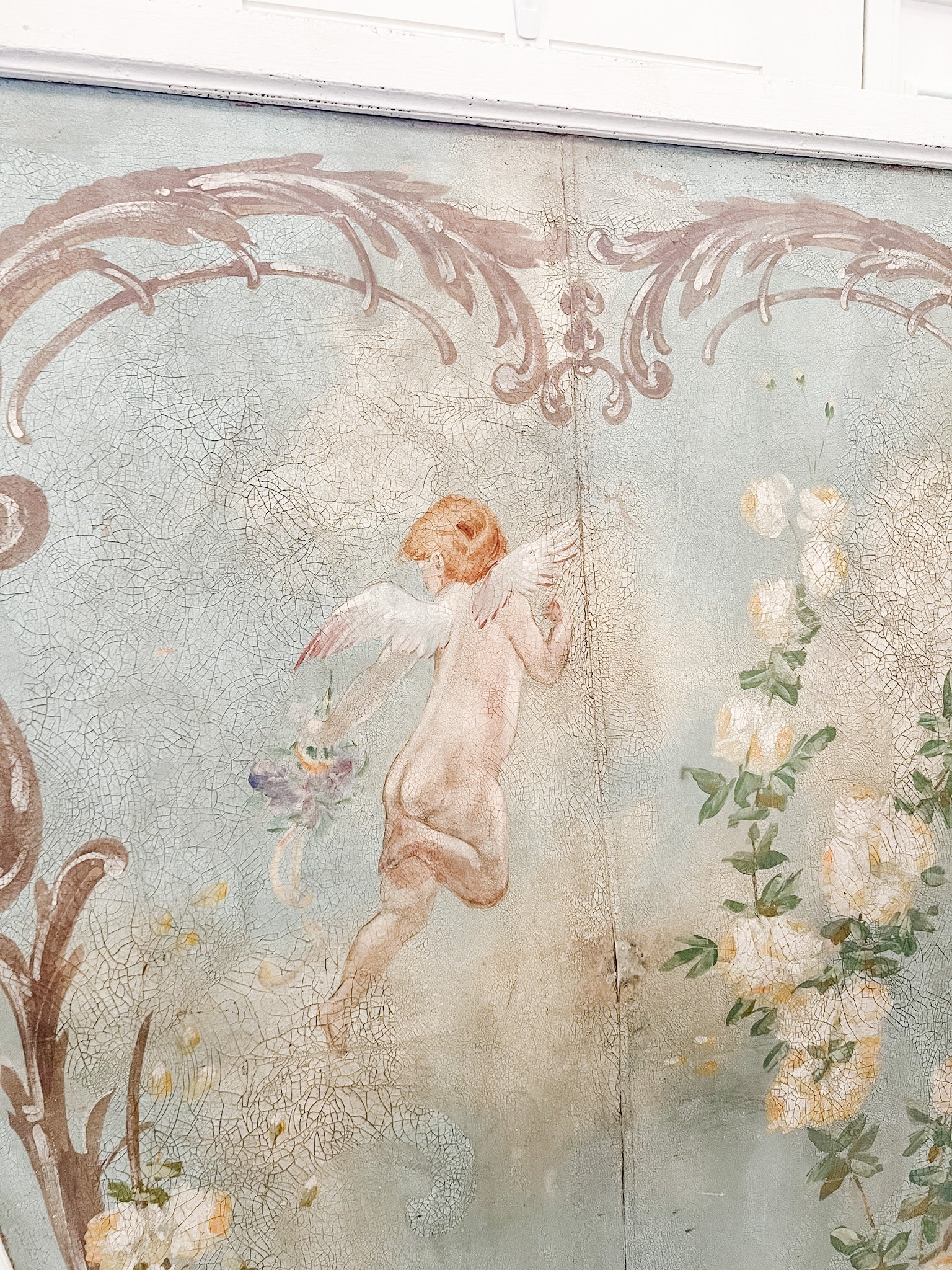 Vintage French Cherub Painted Carousel - Ivory Lane Home