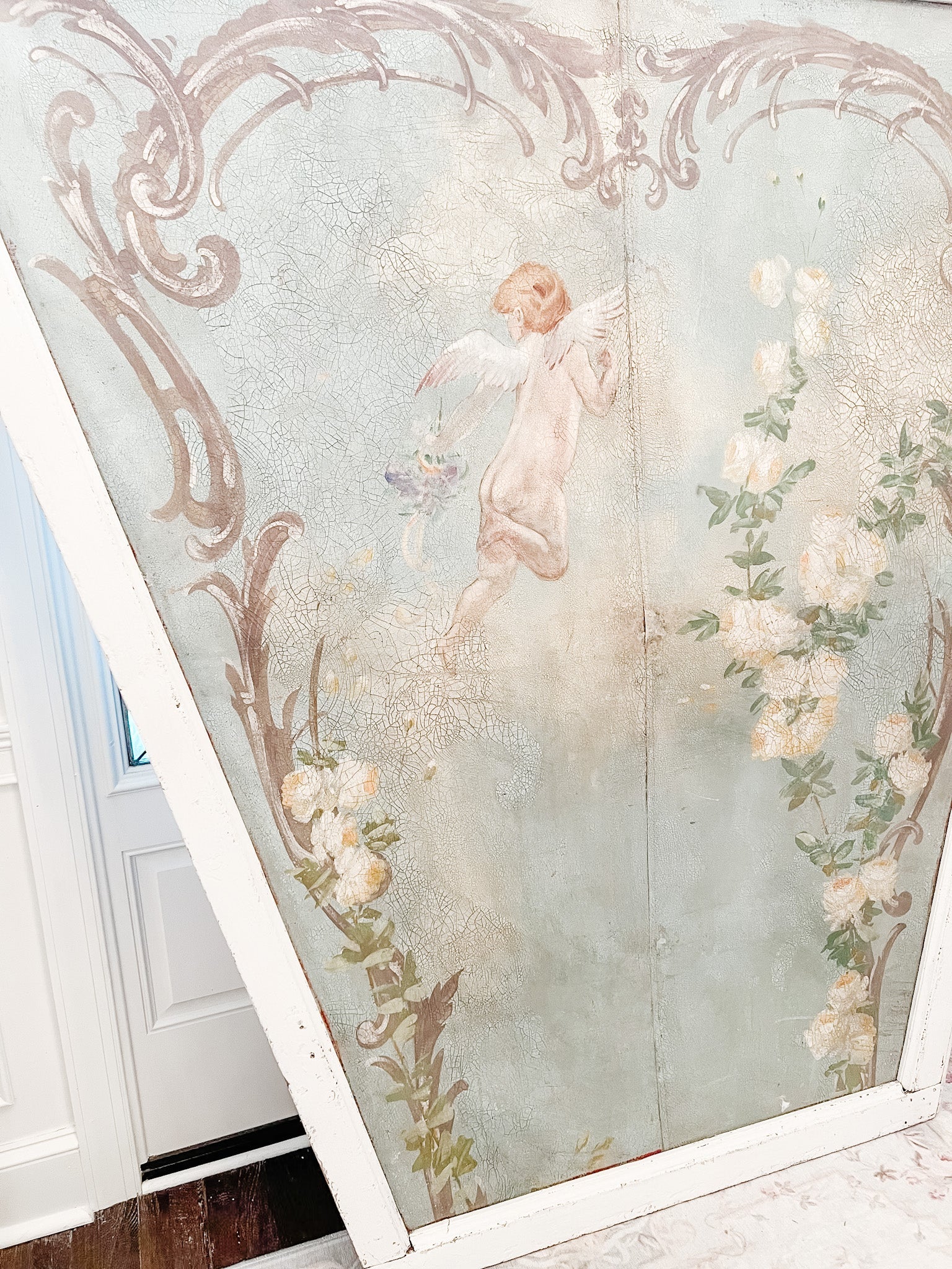 Vintage French Cherub Painted Carousel - Ivory Lane Home