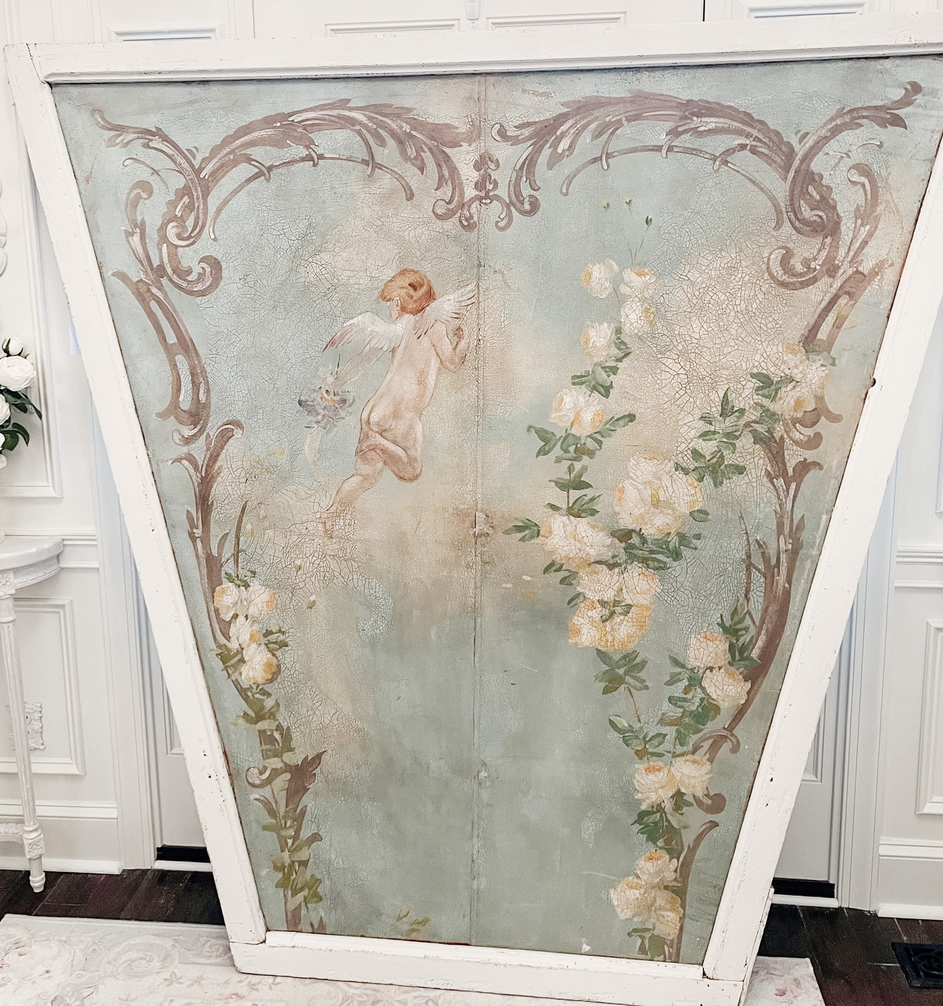Vintage French Cherub Painted Carousel - Ivory Lane Home