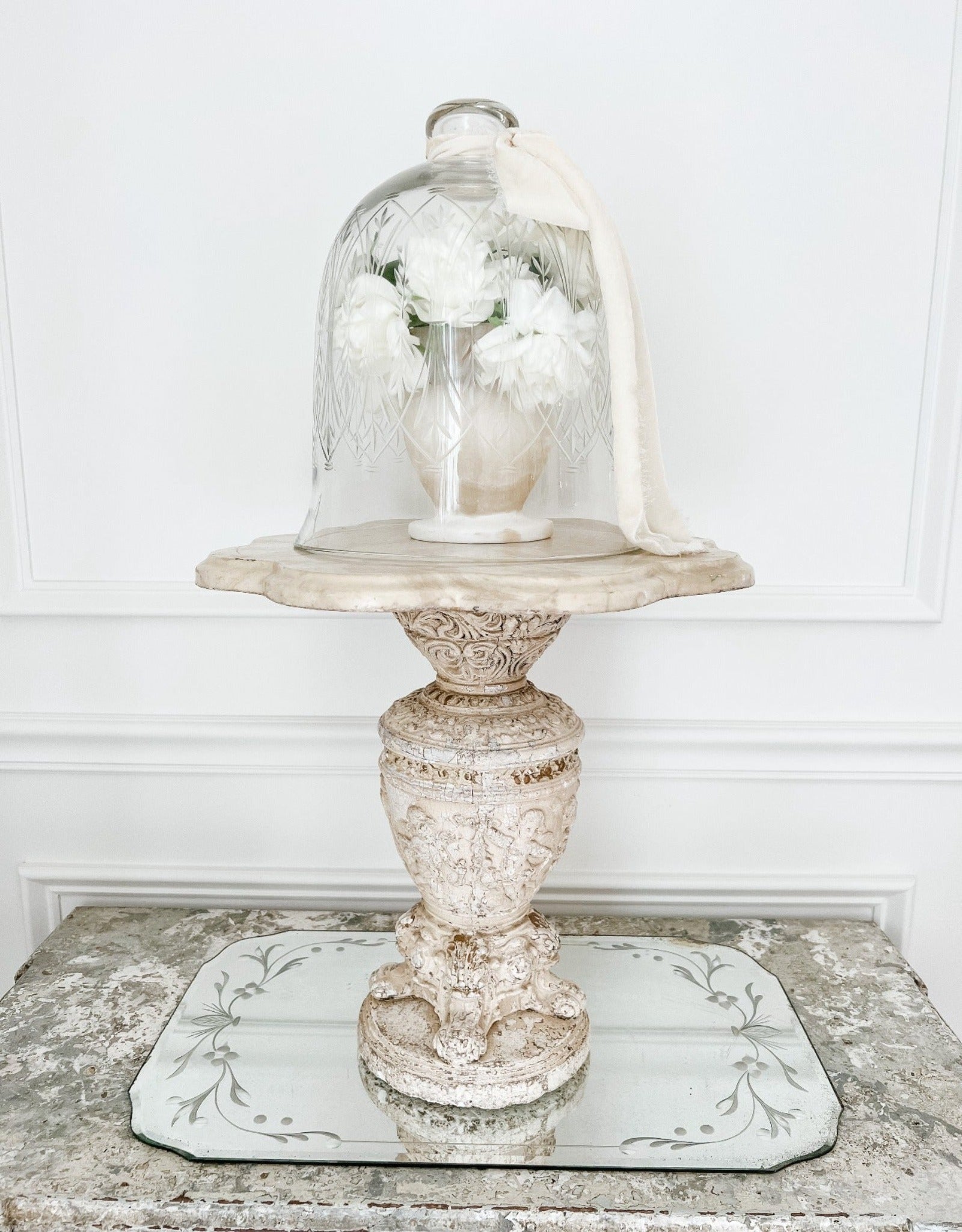 Vintage French Cherubs Garden Pedestal - Ivory Lane Home