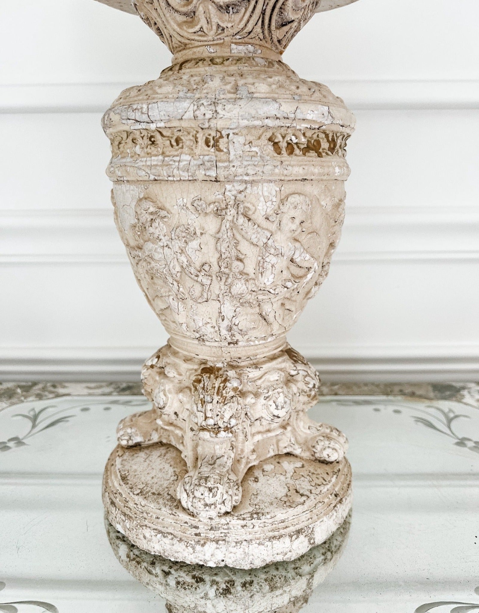 Vintage French Cherubs Garden Pedestal - Ivory Lane Home
