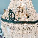 Vintage French Empire Bronze 5 - Layer Crystal Chandelier - Ivory Lane Home