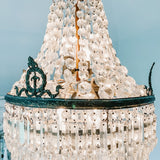 Vintage French Empire Bronze 5 - Layer Crystal Chandelier - Ivory Lane Home