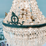 Vintage French Empire Bronze 5 - Layer Crystal Chandelier - Ivory Lane Home