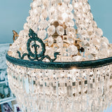 Vintage French Empire Bronze 5 - Layer Crystal Chandelier - Ivory Lane Home