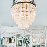 Vintage French Empire Bronze 5 - Layer Crystal Chandelier - Ivory Lane Home