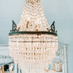 Vintage French Empire Bronze 5 - Layer Crystal Chandelier - Ivory Lane Home