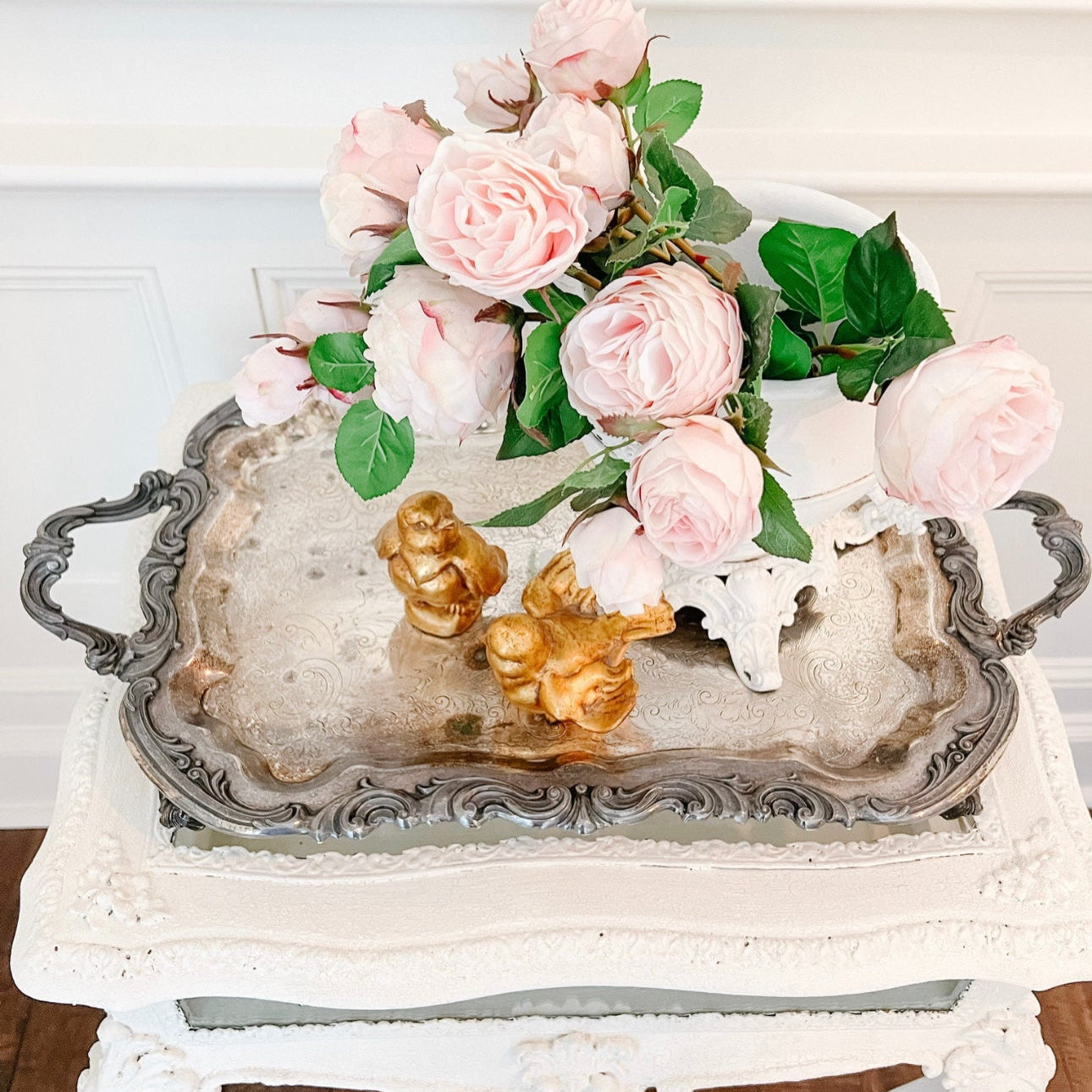 Vintage French Fleur de Lis Silver-Plated Conservatory Tray - Ivory Lane Home