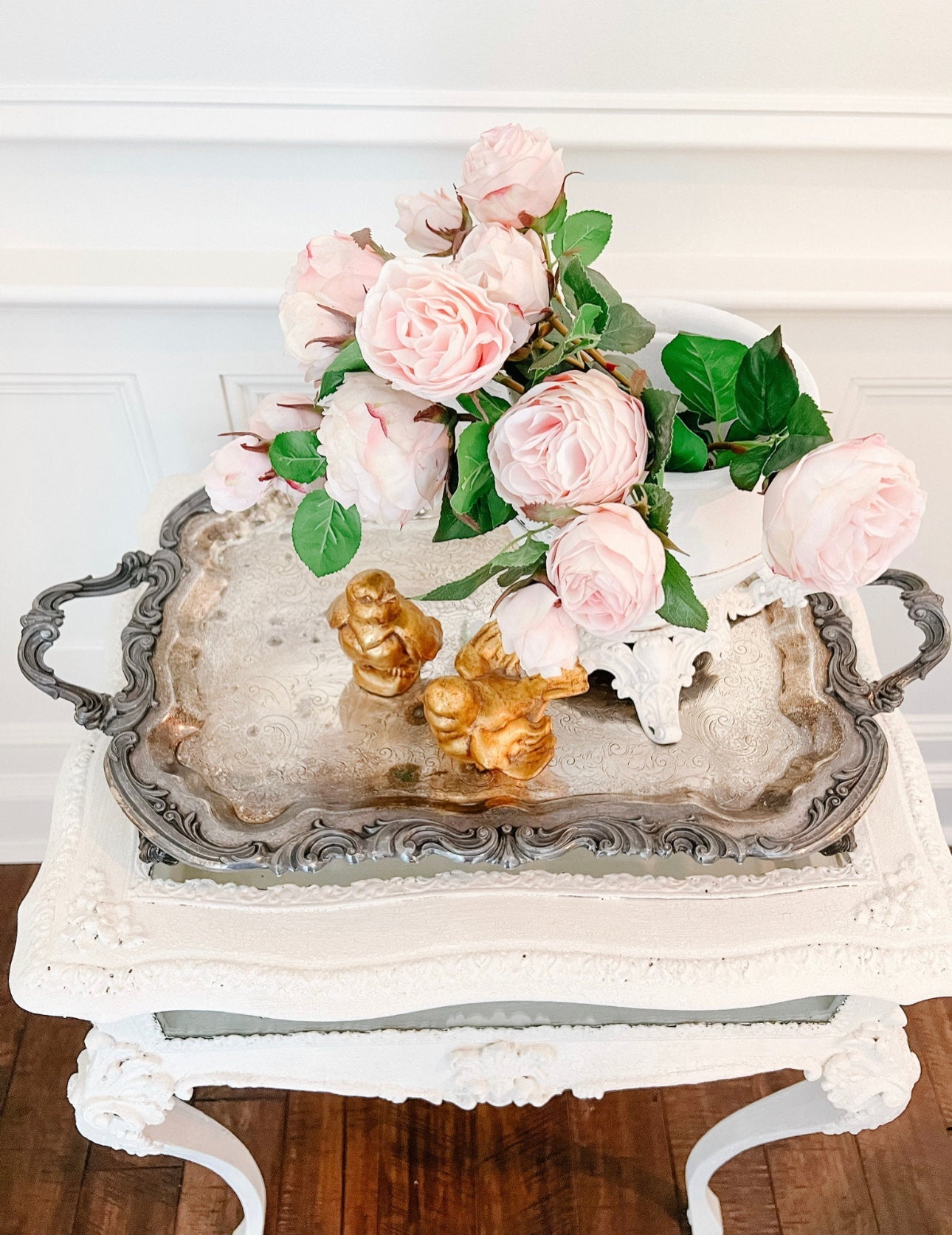 Vintage French Fleur de Lis Silver-Plated Conservatory Tray - Ivory Lane Home