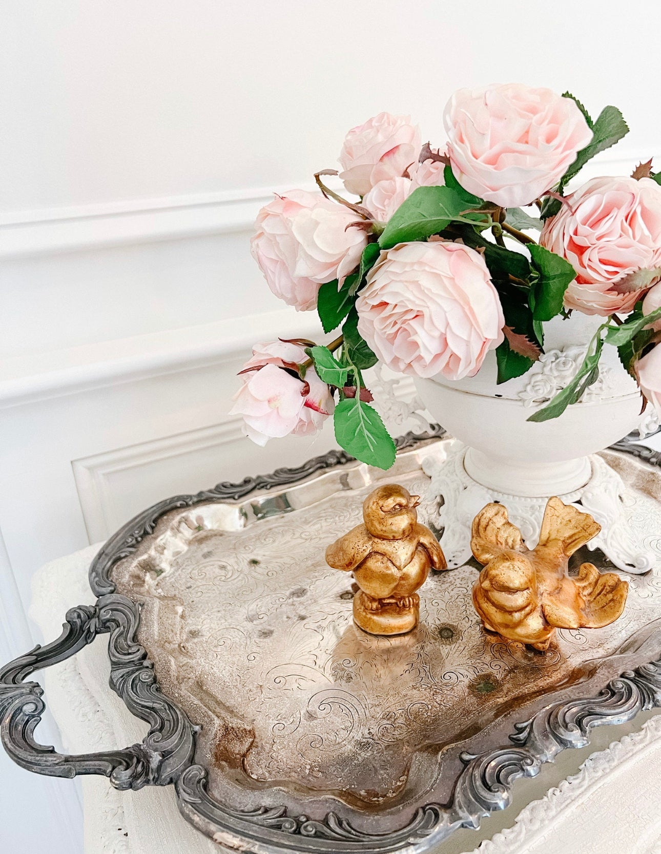 Vintage French Fleur de Lis Silver-Plated Conservatory Tray - Ivory Lane Home