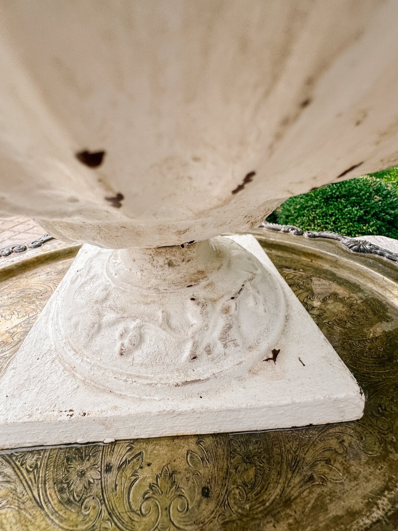 Vintage French Ruffled Cast Iron Garden Urn - Ivory Lane Home