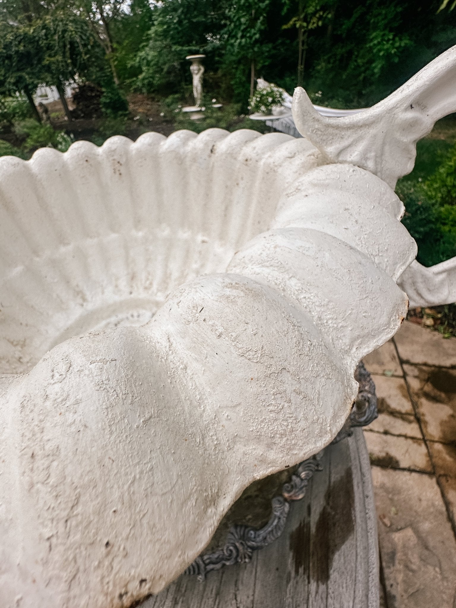 Vintage French Ruffled Cast Iron Garden Urn - Ivory Lane Home