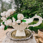 Vintage French Ruffled Cast Iron Garden Urn - Ivory Lane Home
