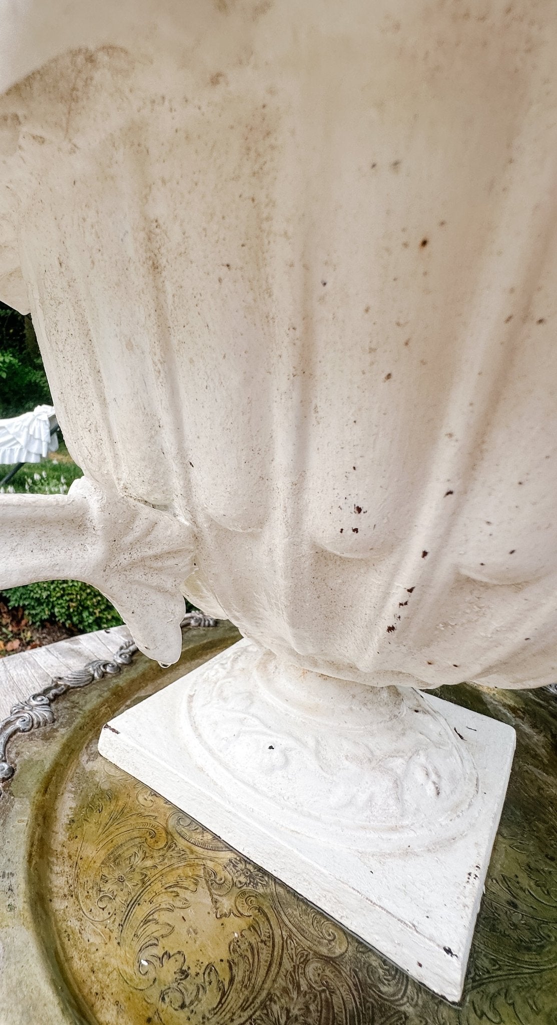 Vintage French Ruffled Cast Iron Garden Urn - Ivory Lane Home