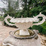 Vintage French Ruffled Cast Iron Garden Urn - Ivory Lane Home