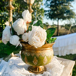Vintage Green & Gold Gilt Italian Florentine Compote - Ivory Lane Home