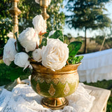 Vintage Green & Gold Gilt Italian Florentine Compote - Ivory Lane Home