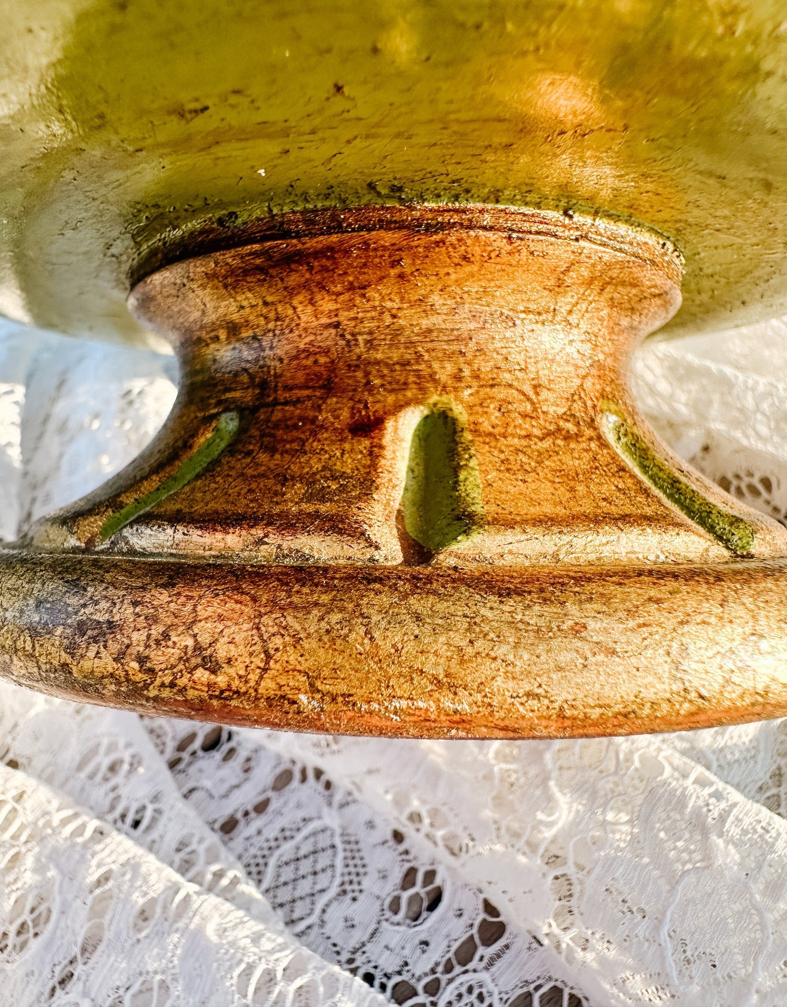 Vintage Green & Gold Gilt Italian Florentine Compote - Ivory Lane Home