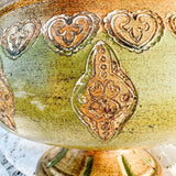 Vintage Green & Gold Gilt Italian Florentine Compote - Ivory Lane Home