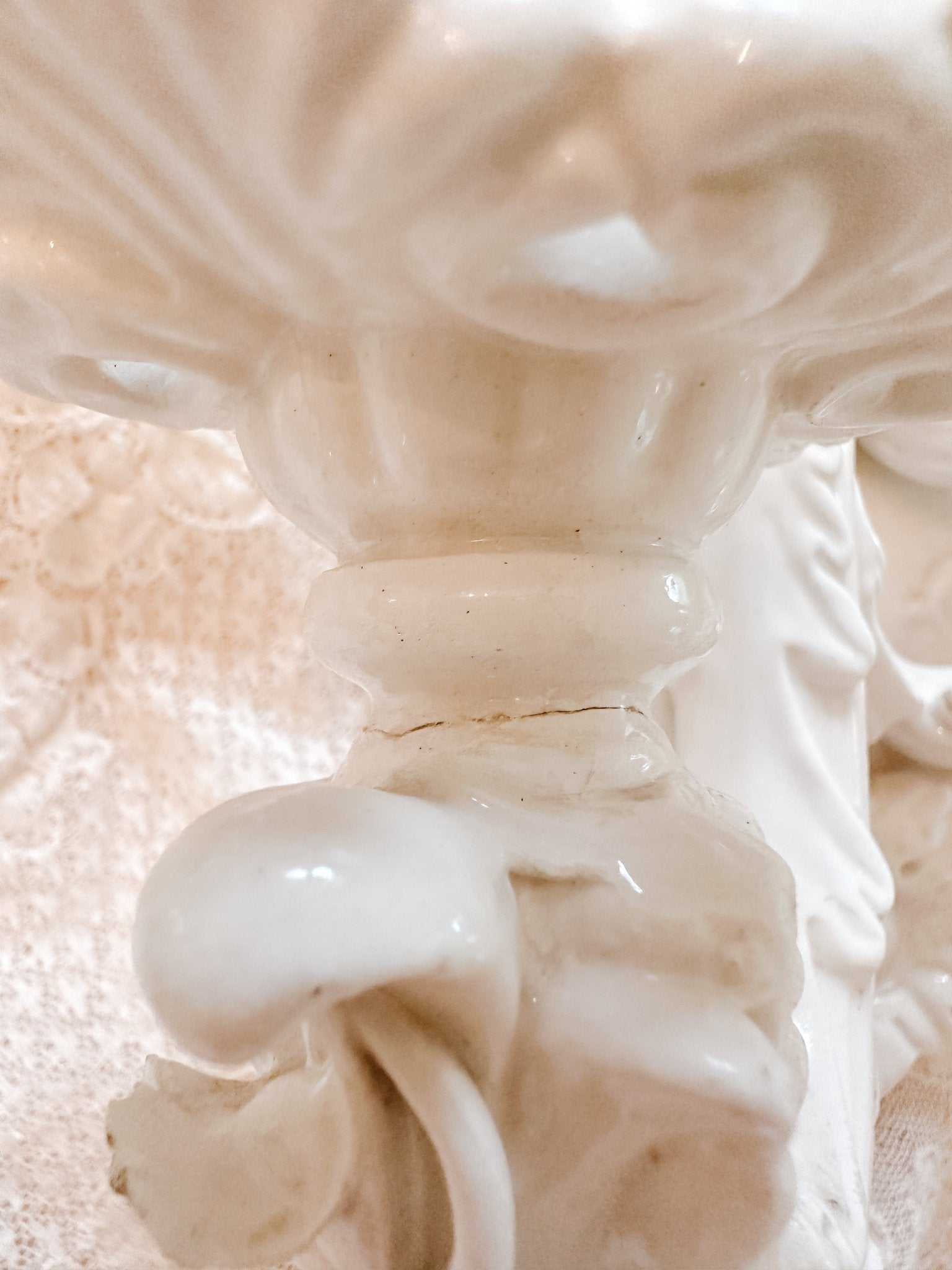 Vintage Italian White 2 - Light Porcelain Roses Sconce - Ivory Lane Home