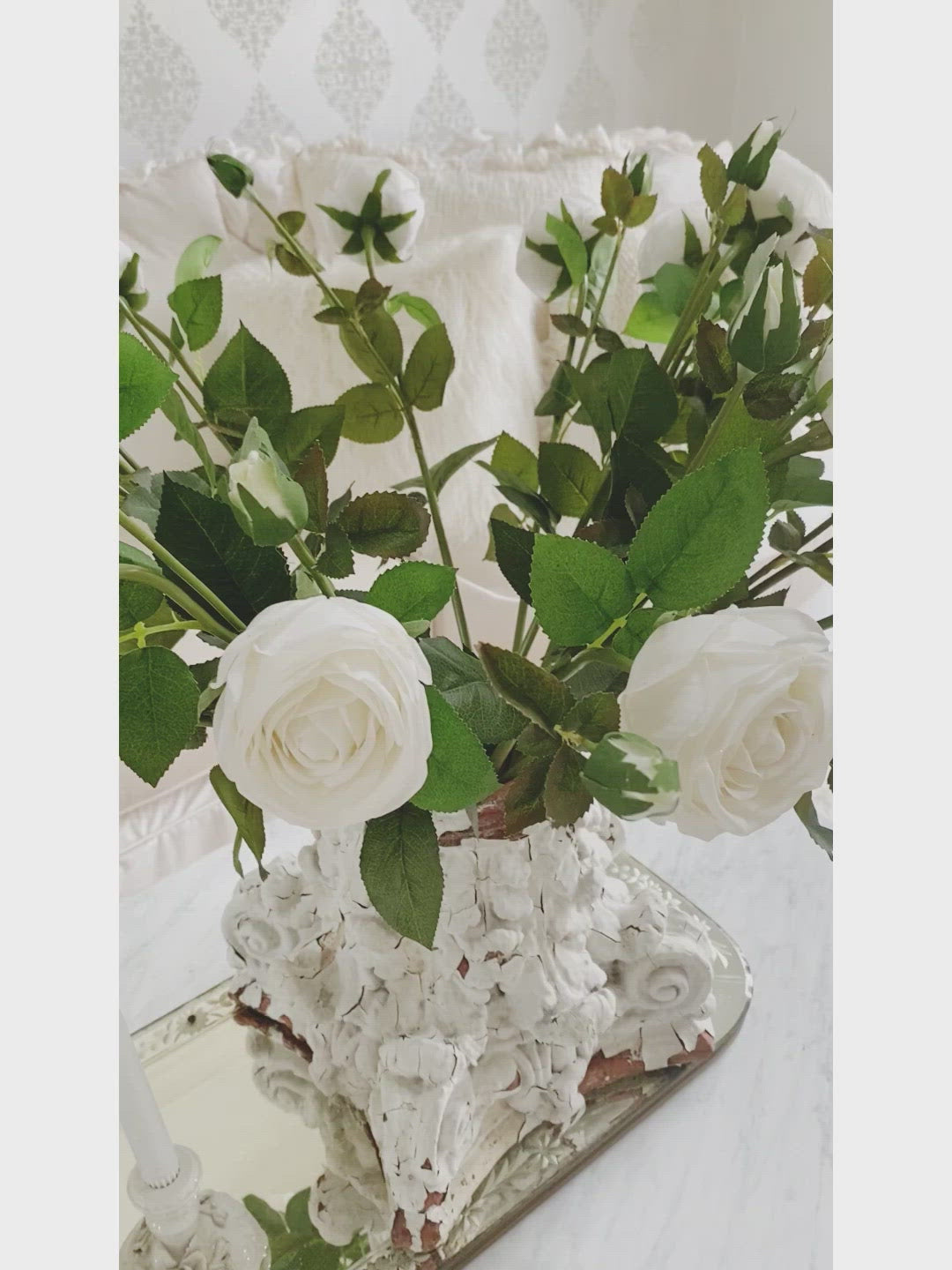 Real Touch Long Stem White Whisper Cabbage Rose – Ivory Lane Home